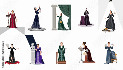 Fotografija Collection of Female Opera Singers and Theater Performers in Ornate Historical C