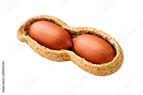 Open Peanut Shell Isolated on White Background Organic Nut Concept