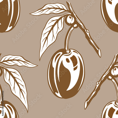 Olive branch seamless pattern.Image on white and colored background.