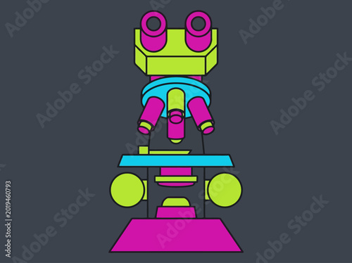 Colorful microscope illustration for scientific research and education