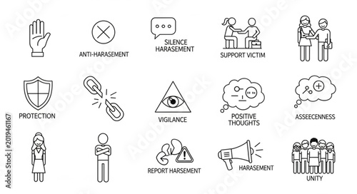 Tableau sur toile Set of Icons Representing Business Concepts and Social Issues.