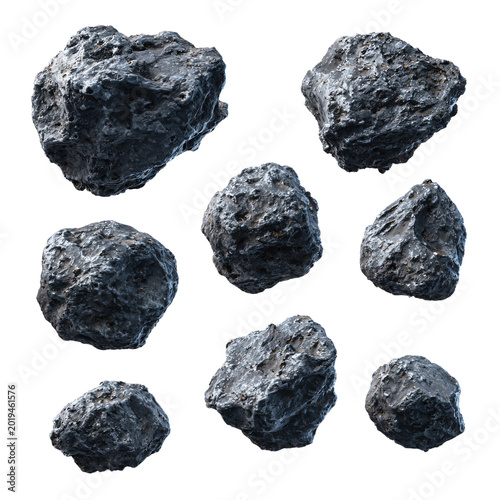 Foto Professional Set of Asteroids on Transparent Background for Design Projects