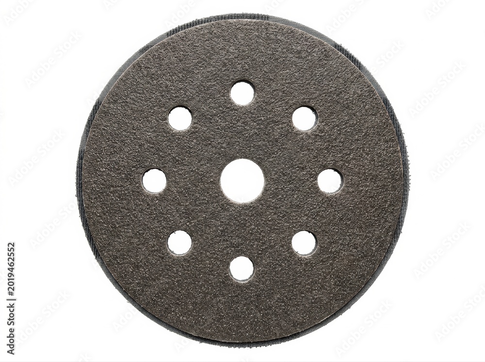 Obraz premium Grey sanding disc with eight circular holes abrasive disc round