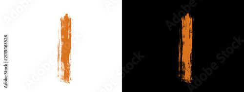 Orange Brushstroke Smear on White and Black Background