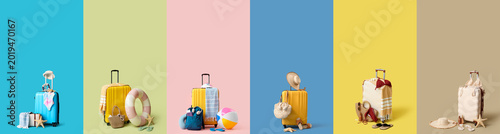 Set of packed suitcases wit...