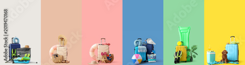 Collage of packed suitcases...
