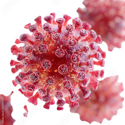 Tableau sur toile Professional Microscopic View Red Virus Particles Medical Research