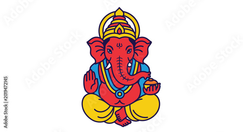 Photos Ganesha Sitting Icon, Hindu God Elephant Head Deity, Religious Symbol