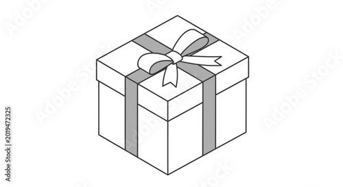 Isometric gift box with ribbon bow isolated on white background