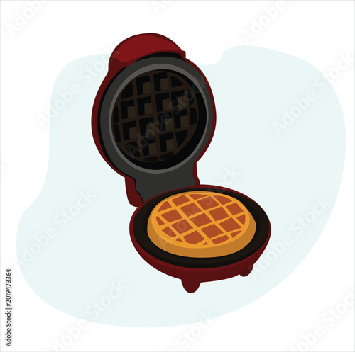 Waffle iron with dough. vektor