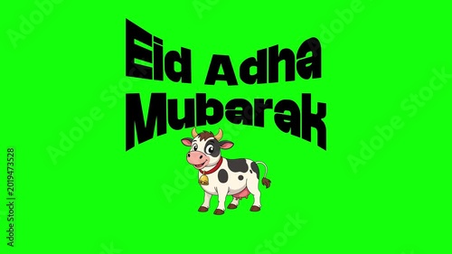 Cute Eid Adha Mubarak Animation with Cartoon Cow | Islamic Festival Greeting Video for Social Media