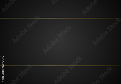 Принти на полотні Fondo negro elegante con dos líneas horizontales doradas paralelas y un centro i