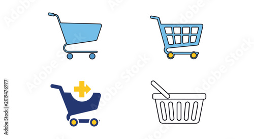 cart Line art vector set clean abstract