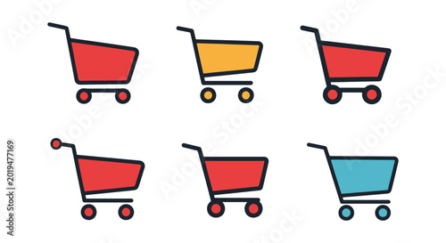 cart Line art vector set modern abstract clean shapes