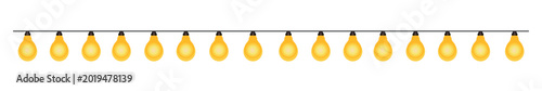 Vector Hanging String Lights Design Element Decoration Isolated on Background 
