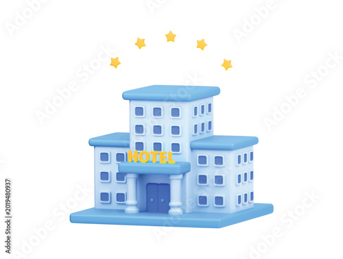 hotel building travel icon 3d render illustration isolated