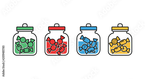 candy jar Line art vector set modern abstract minimal illustration