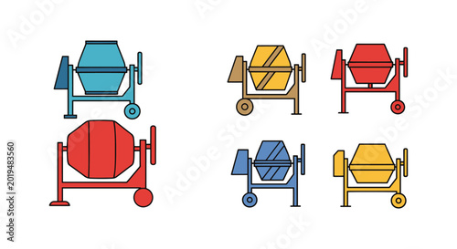 Cementmixer Line art vector minimal pattern abstract
