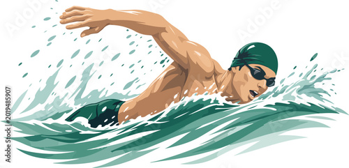 Photos Swimmer performing freestyle stroke in water swimming