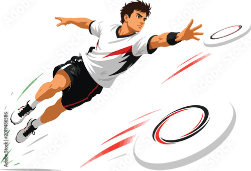 Tableau sur toile Ultimate frisbee player diving to catch disc sport
