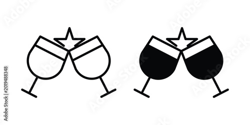 Foto Clinking glasses icon on white background.