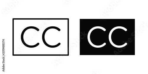 Fotografía Closed caption icon on white background.
