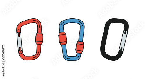 Carabiner Line art vector set creative abstract colorful shapes