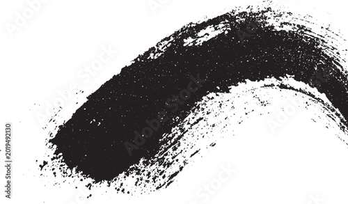Black grunge brush stroke in a curved arch shape