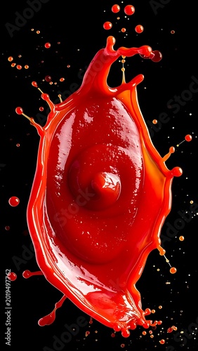 A vibrant red liquid splash