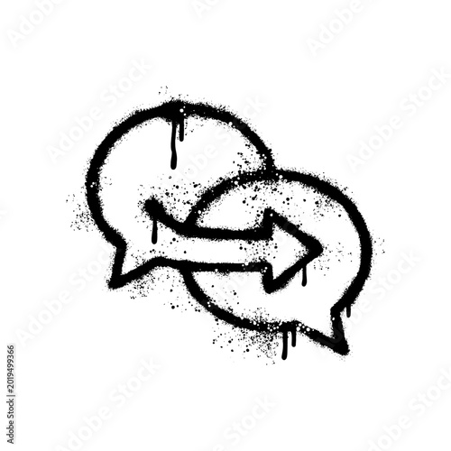 Minimalist Graffiti Stencil Chat Bubbles With Exchange Arrow Vector Icon