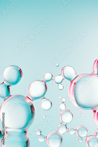 Cuadro en lienzo Abstract cosmetic molecule structure with transparent gel bubbles