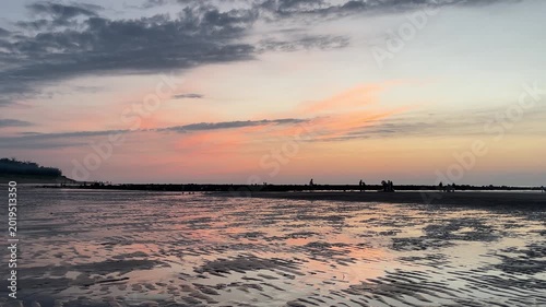 4K Sunset Glow over Tamsui Shalun Beach Ripples