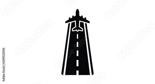 Airplane taking off from runway black silhouette