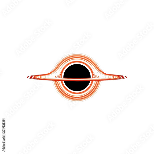 Tableau sur toile Abstract Black Hole with Accretion Disk and Event Horizon on White Background