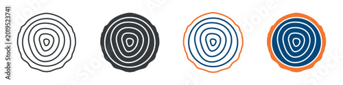 Tree Ring Icon Set Multiple Style Collection