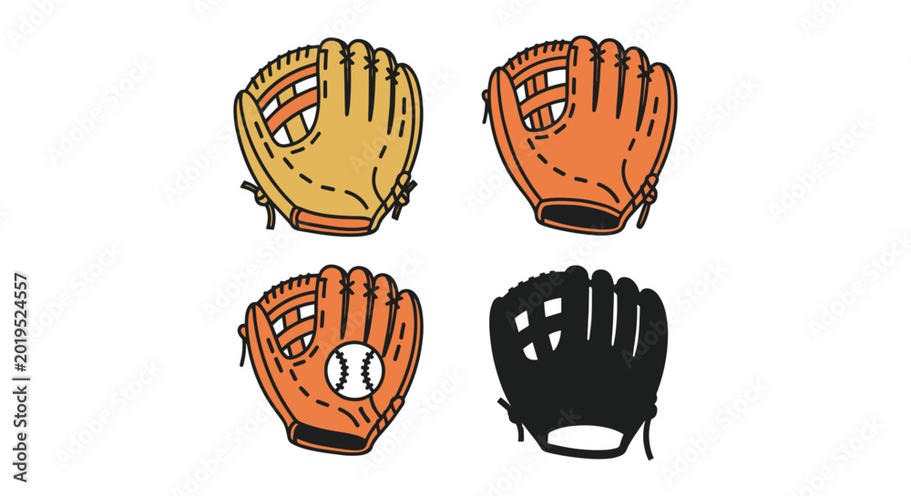 Fototapeta premium Baseball Glove Line art vector modern abstract illustration