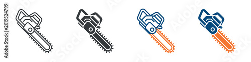 Foto Chainsaw Icon Set Multiple Style Collection