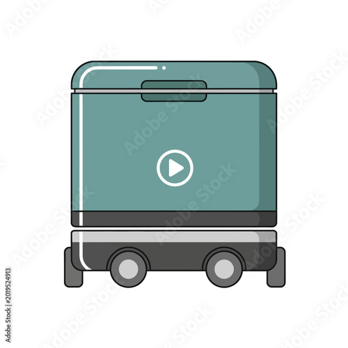 Autonomous Delivery Robot with Play Button Icon - Modern Logistics Concept