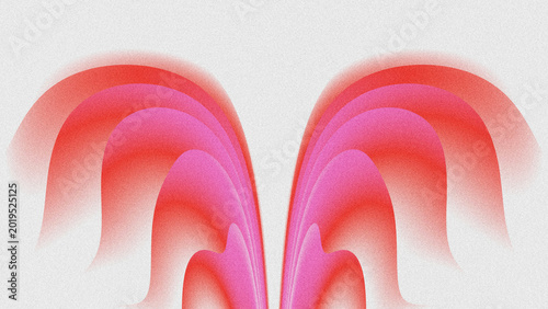 Foto Abstract symmetric background with soft gradient waves in red, pink, and white, featuring a grainy texture