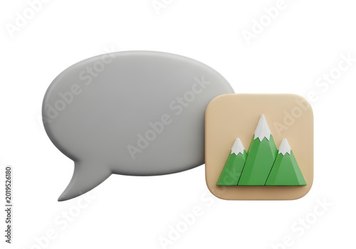 Speech bubble with grass icon inside isolated on transparent background, isolated on white background