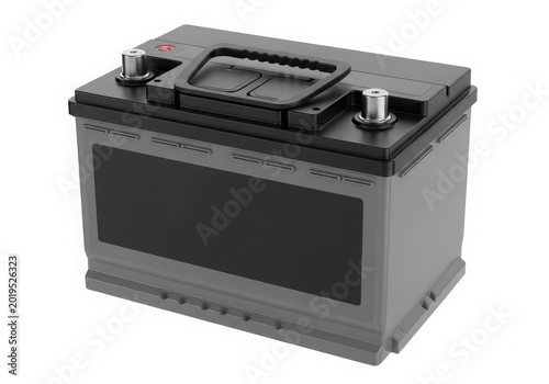 Black lead acid car battery with terminals