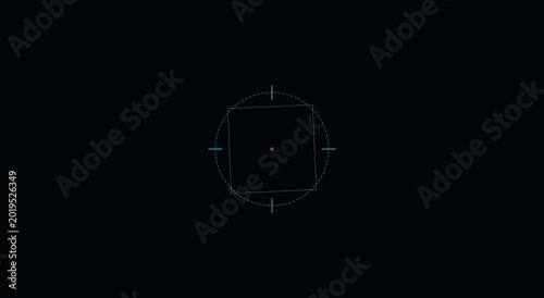 Digital hud target scope interface rotating square animation