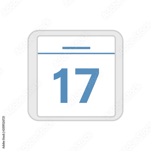 Calendar page with number 17, symbol for date, planning, and scheduling
