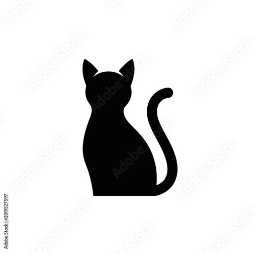 Black cat silhouette icon, simple and elegant, perfect for design and branding