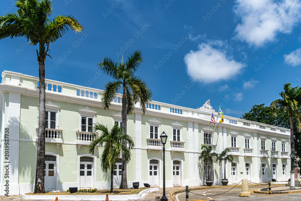 Fototapeta premium Palacio La Ravardiere and Palacio dos Leoes, headquarters of the municipal and state governments in Sao Luis, Brazil