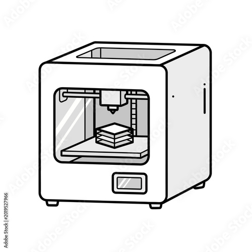 3D Printer Device Creating Object, Technology Concept Illustration