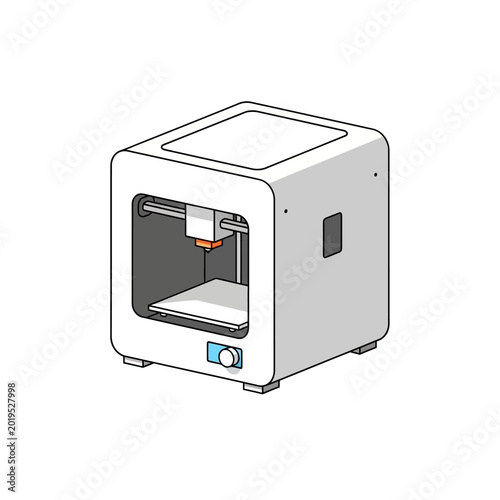 Modern 3D Printer Machine for Additive Manufacturing Technology, Isometric View