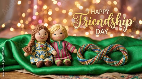 Friendship Day Banner with Handmade Dolls and Infinity Symbol