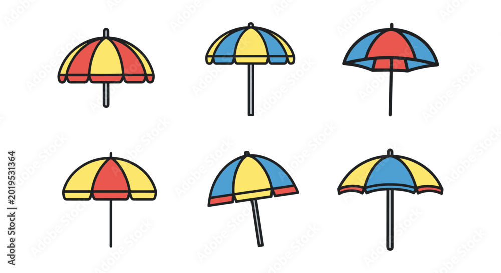 Fototapeta premium BeachUmbrella Line art vector creative abstract color design