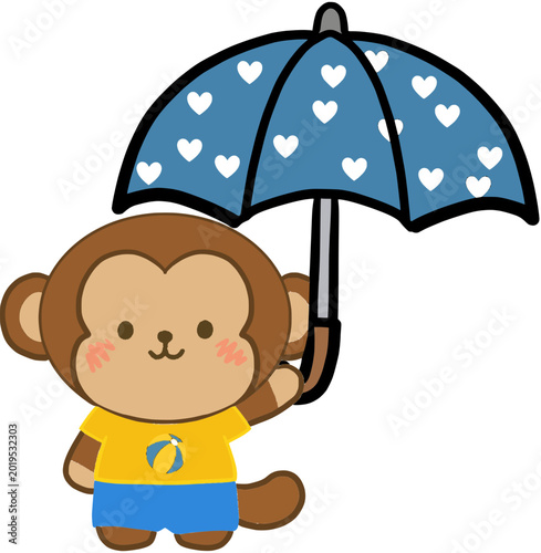Canvas Print monkey with a parasol